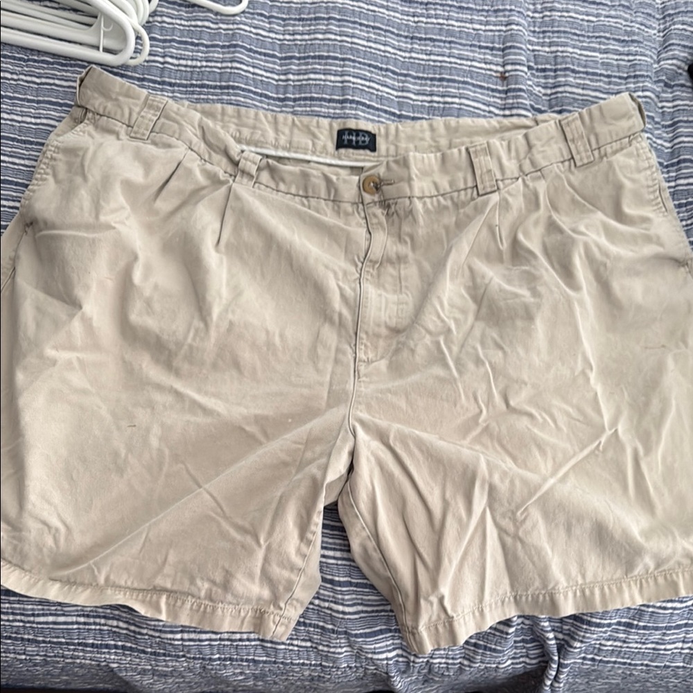 Harbor Bay Tan Flat Front Shorts Lightweight Cotton
